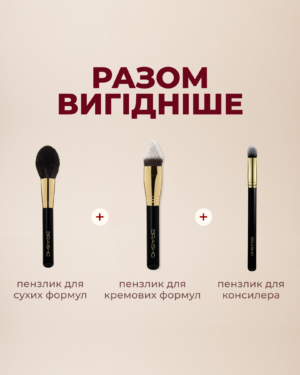 Тріо пензликів для обличчя: кремові, сухі, консилер